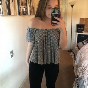 Black & White Off the Shoulder Top